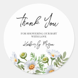 Daisy Thank You Baby Shower ラウンドシール
