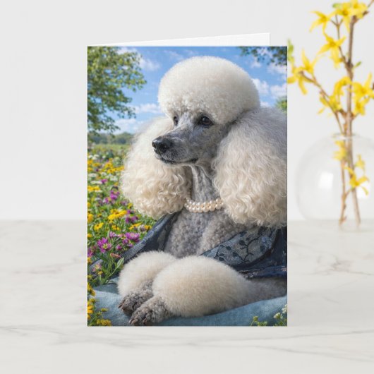Daisy The Poodle Blank Card カード (黄色い花)