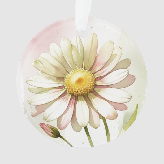 Daisy Watercolor Flower Modern Professional オーナメント (正面)