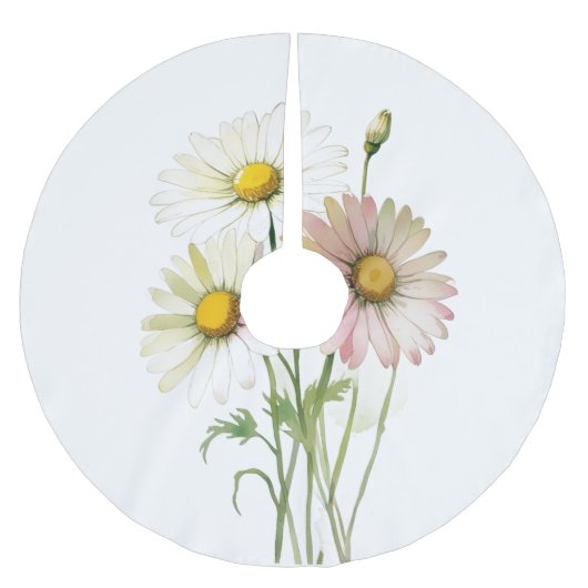 Daisy Watercolor Flower Modern Professional ブラッシュドポリエステルツリースカート (正面)