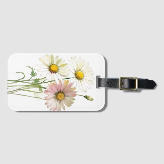 Daisy Watercolor Flower Modern Professional ラゲッジタグ (正面横)