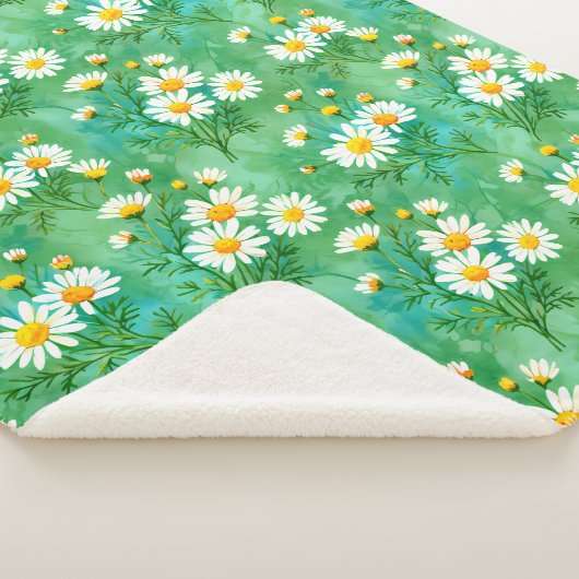 Daisy Whispers – Watercolor Meadow Pattern シェルパブランケット (3/4)