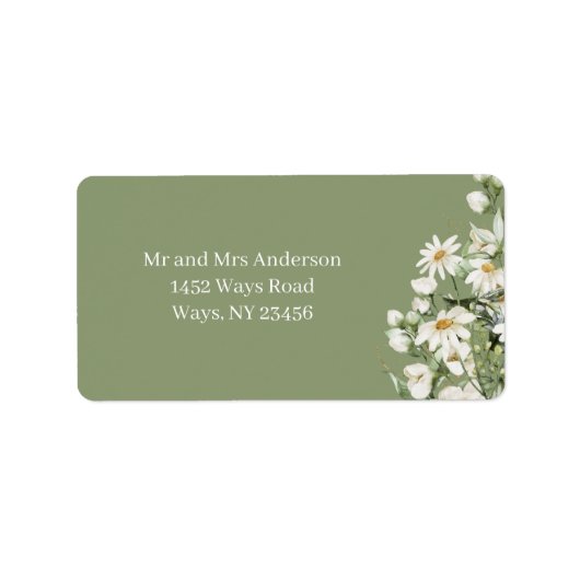 Daisy Wildflower Boho Address Label ラベル (正面)
