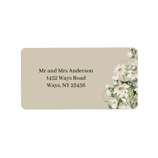 Daisy Wildflower Boho Address Label ラベル (正面)