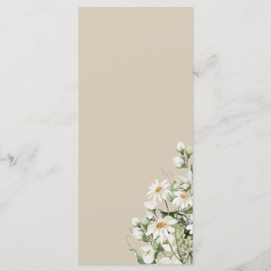 Daisy Wildflower Boho Wedding Menu メニュー (裏面)