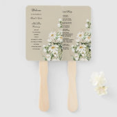 Daisy Wildflower Boho Wedding Program Hand Fan ハンドファン (正面&裏面)