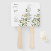 Daisy Wildflower Boho Wedding Program Hand Fan ハンドファン (正面&裏面)