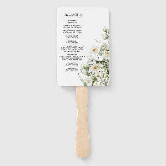 Daisy Wildflower Boho Wedding Program Hand Fan ハンドファン (裏面)