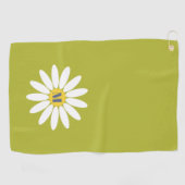 Daisy with Initial Lime Green ゴルフタオル (横)