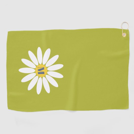 Daisy with Initial Lime Green ゴルフタオル (横)