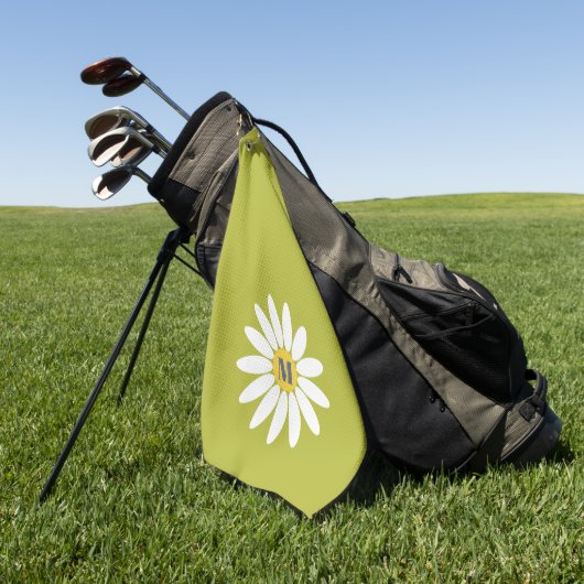 Daisy with Initial Lime Green ゴルフタオル (グリーン)