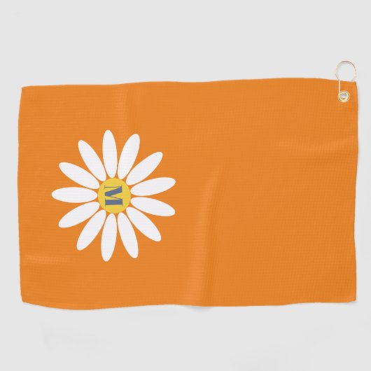 Daisy with Initial Orange ゴルフタオル (横)