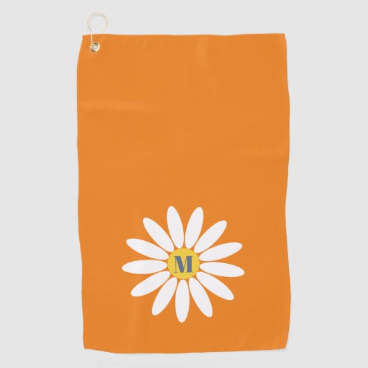 Daisy with Initial Orange ゴルフタオル (正面)