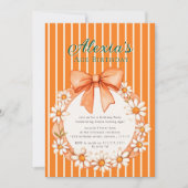 Daisy Wreath Orange Stripe Birthday invitation 招待状 (正面)
