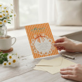 Daisy Wreath Orange Stripe Birthday invitation 招待状