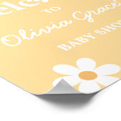 Daisy yellow Retro Peace Love Baby Shower Welcome ポスター (角)
