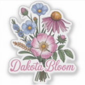 Dakota Wildflower Bloom – Boho Floral Prairie Desi シール (正面)