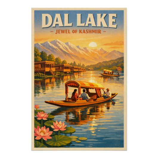 Dal Lake, Srinagar, India, in a classic ポスター (正面)