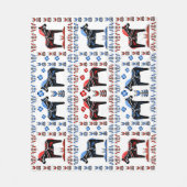 Dalaの民俗黒い馬、ノルウェー語、青または赤 フリースブランケット (正面)