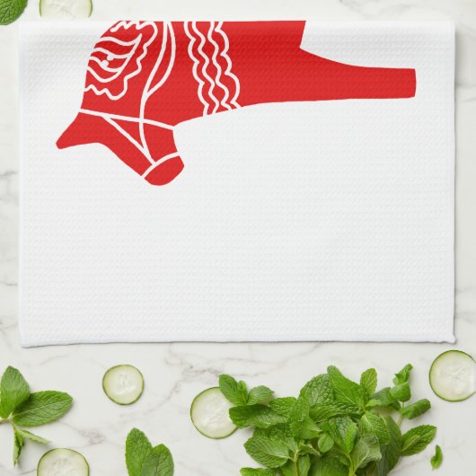 Dalaの赤い馬 キッチンタオル (折り畳み)