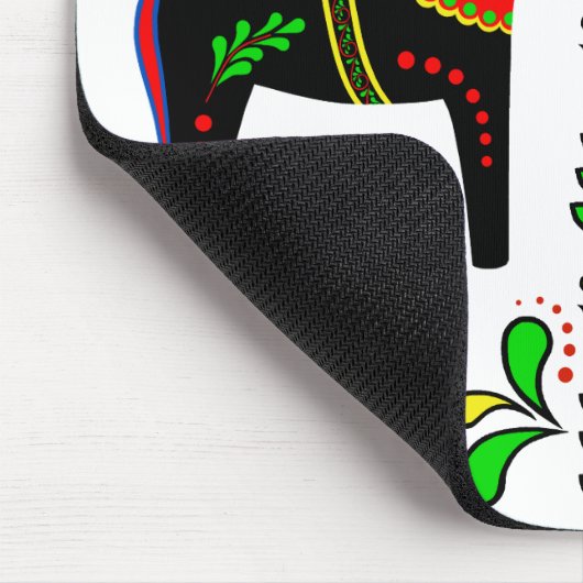 Dalaの黒くか多彩な民俗馬かフォークのFriesian マウスパッド (コーナー)