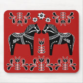 Dalaの黒くか白い民俗馬かフォークのFriesian マウスパッド (正面)