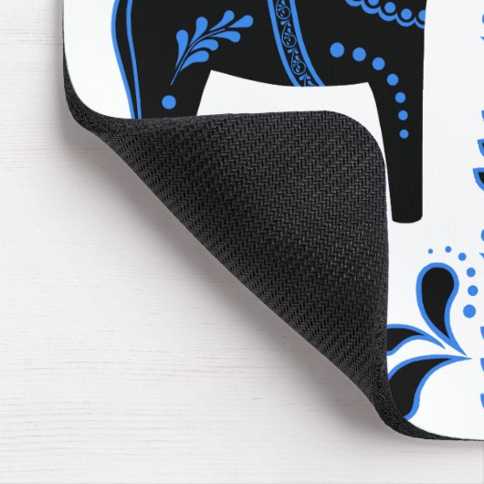 Dalaの黒くか青の民俗馬かフォークのFriesian マウスパッド (コーナー)