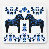 Dalaの黒くか青の民俗馬かフォークのFriesian マウスパッド (正面)