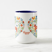 Dala Horse Folk Art Hygge Heart Pattern Mug マグカップ (中央)