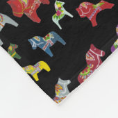 Dala Horse Parade Black Background フリースブランケット (角)