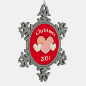 dalDesignNZによるツリーの装飾 スノーフレークピューターオーナメント (左)