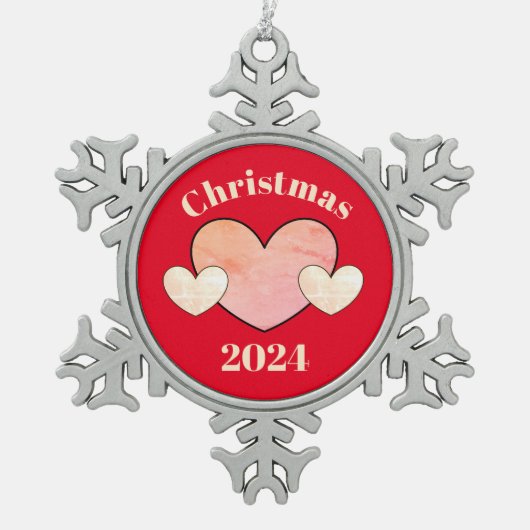 dalDesignNZによるツリーの装飾 スノーフレークピューターオーナメント (正面)