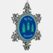 dalDesignNZによる最初のクリスマスオーナメント スノーフレークピューターオーナメント (左)