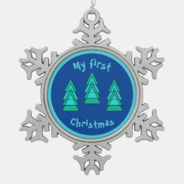 dalDesignNZによる最初のクリスマスオーナメント スノーフレークピューターオーナメント