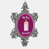 dalDesignNZによる最初のクリスマスオーナメント スノーフレークピューターオーナメント (左)