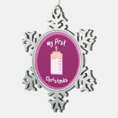 dalDesignNZによる最初のクリスマスオーナメント スノーフレークピューターオーナメント (右)