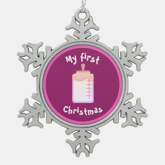 dalDesignNZによる最初のクリスマスオーナメント スノーフレークピューターオーナメント (正面)