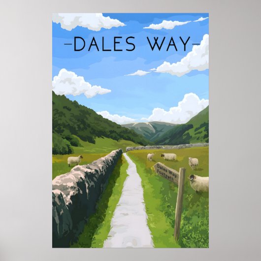 Dales Way Walking Trail Travel Poster ポスター (正面)