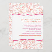 Daliaの(オレンジ及び暗い赤紫色)結婚式招待状 招待状 (正面/裏面)