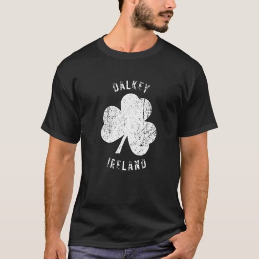 Dalkey Ireland Vintage Shamrock Distressed Look Tシャツ (正面)
