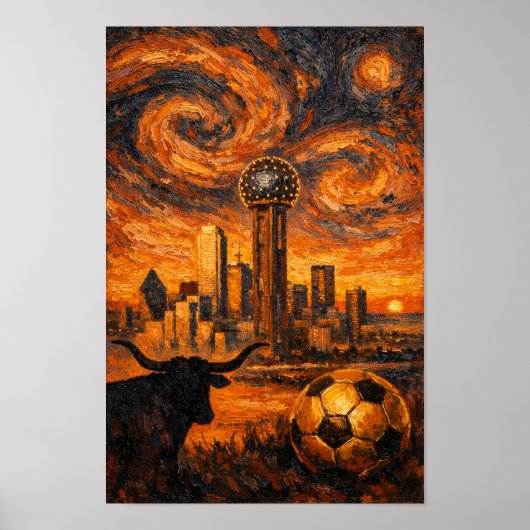 Dallas Ember Sky World Cup 2026 Expressionist Art ポスター (正面)