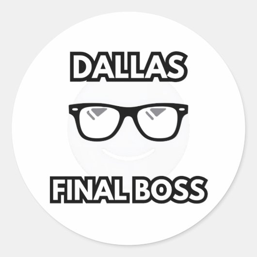 Dallas Final Boss Cool Emoji ラウンドシール (正面)