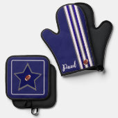 Dallas Football Fan Customizable Design 鍋つかみ&鍋敷きセット (正面/裏面)