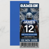 Dallas Football Ticket Birthday Invitation (正面/裏面)