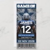Dallas Football Ticket Birthday Invitation (正面)