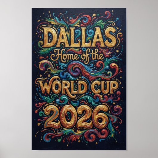 Dallas Home of the World Cup 2026  Gold Typography ポスター (正面)
