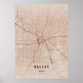 Dallas Map Print Copper Texas Poster Wall Art ポスター (正面)