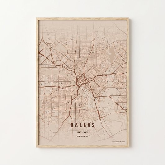 Dallas Map Print Copper Texas Poster Wall Art ポスター