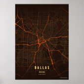 Dallas Map Print Heatwave Texas Poster Wall Art ポスター (正面)