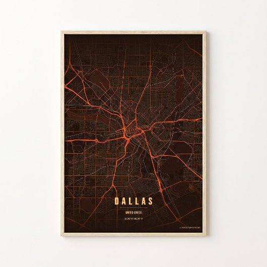 Dallas Map Print Heatwave Texas Poster Wall Art ポスター